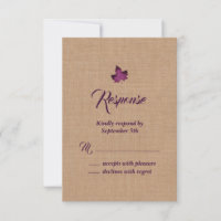 Púrpura Burlap Maple Leaf RSVP