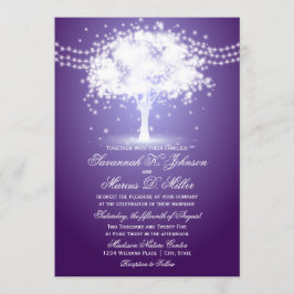Púrpura Cadena de árbol ilumina invitaciones de ma