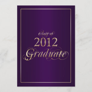 Púrpura con clase e invitación graduada del oro