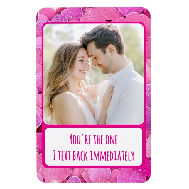 Púrpura Corazón Rosa Texto Atrás Imán Flexible Fot (Vertical)