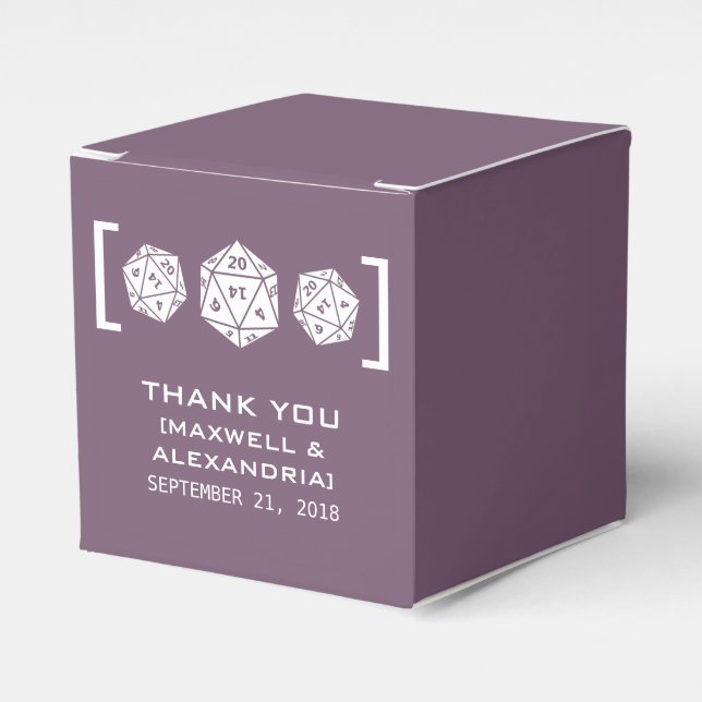 Púrpura D20 Cajas de favoritos de jugador de dados (Costado Anverso)