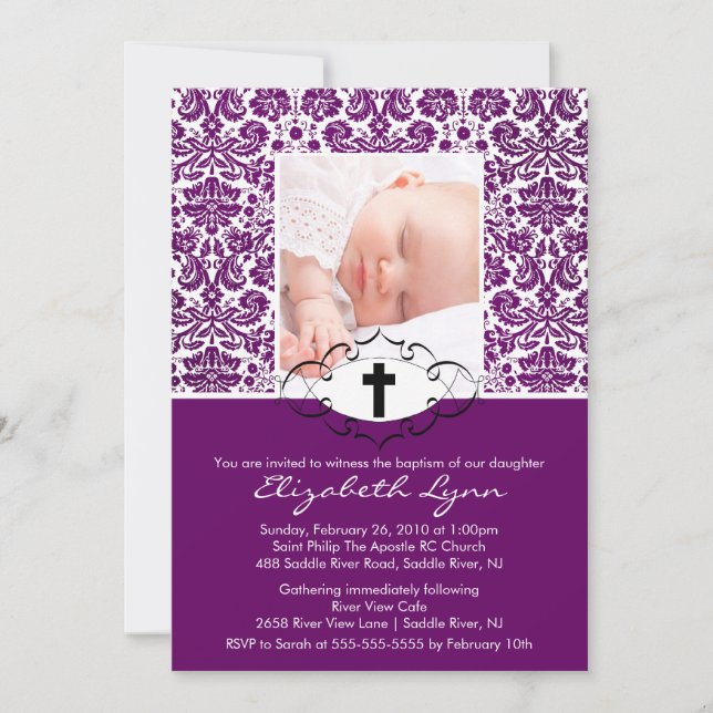 Púrpura Damas de la foto de las invitaciones del (Anverso)