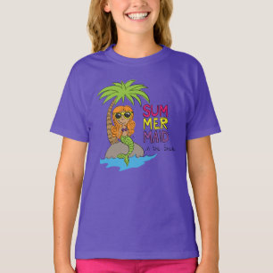 Púrpura de camiseta de verano de sirena con niños