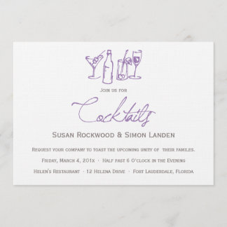 Púrpura de las invitaciones el | del cóctel de la