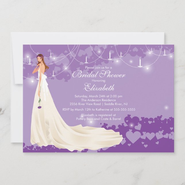 Púrpura de moda de la invitación nupcial de la (Anverso)