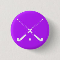 Púrpura del botón de la silueta del hockey hierba