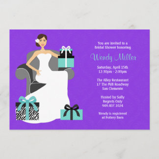 Púrpura e invitación nupcial de la ducha de la