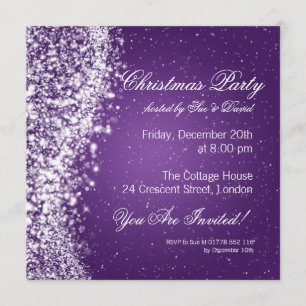 Púrpura elegante de la chispa de la invitación de