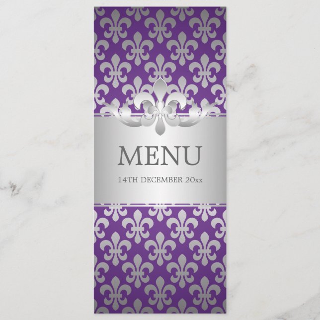 Púrpura elegante de la flor de lis del menú de la (Anverso)