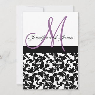 Púrpura elegante del monograma de la invitación de