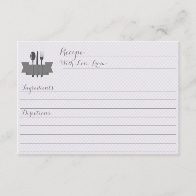 Púrpura en la cocina Tarjeta de receta de ducha de (Anverso)