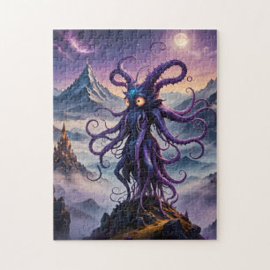 Púrpura espacio Octopus negrita Rompecabezas de co