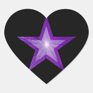Púrpura estrella pegatina corazón negro