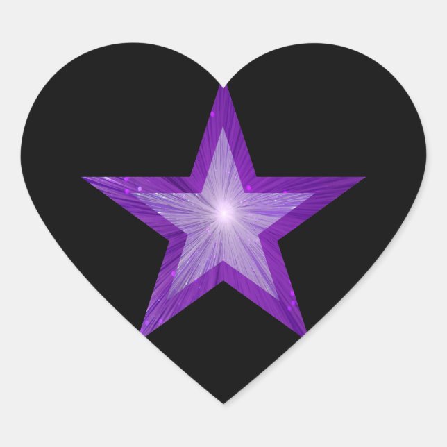 Púrpura estrella pegatina corazón negro (Anverso)