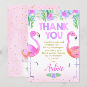 Púrpura Flamingo Cumpleaños Gracias Tarjeta