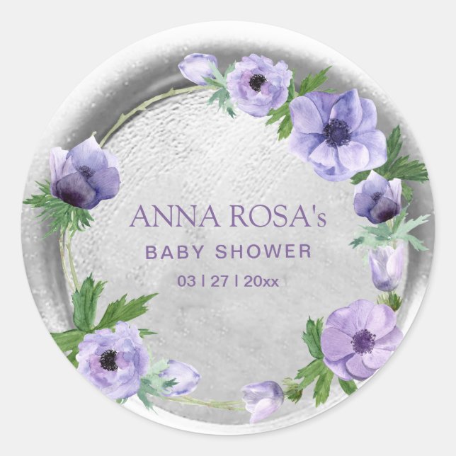 *~* Púrpura Flor de Anémona Sello de cera de cera (Anverso)