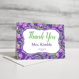 Púrpura Flor Gracias tarjeta para cualquiera