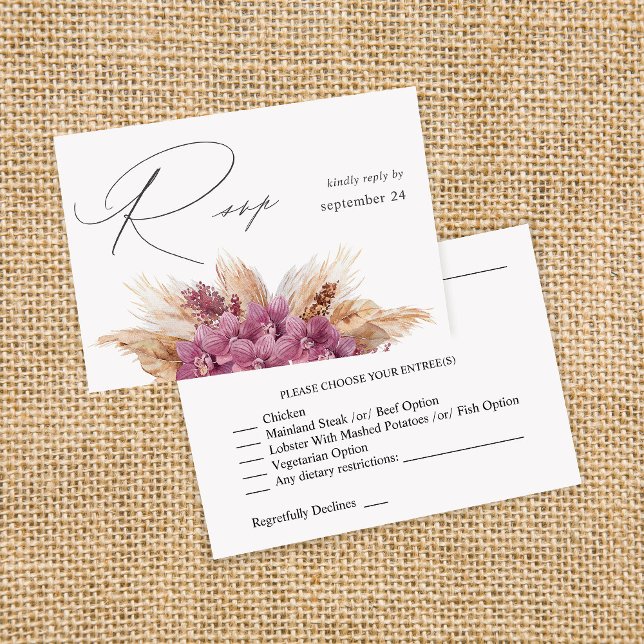 Púrpura Floral Boho w Meal RSVP (Subido por el creador)