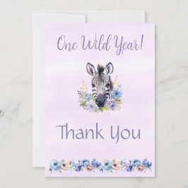Púrpura Floral Cebra Cumpleaños Gracias Tarjeta