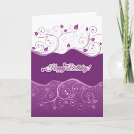 Púrpura floral giratoria tarjeta de cumpleaños fel
