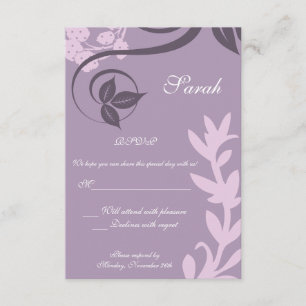 púrpura floral polka dot rsvp