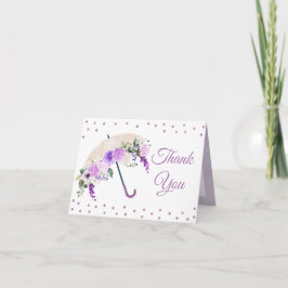 Púrpura Floral Primavera paraguas Gracias Tarjeta