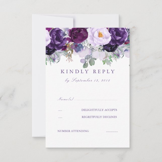 Púrpura Floral RSVP (Anverso)