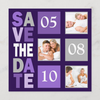 Púrpura Foto Guardar Las Invitaciones De Fecha