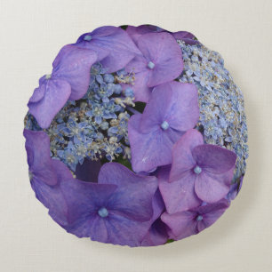 Púrpura Hydrangea Cierre Almohada redonda