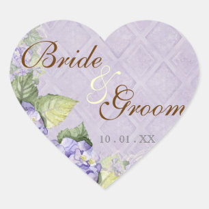 Púrpura Hydrangea Swirl - Sello Boda o Pegatina