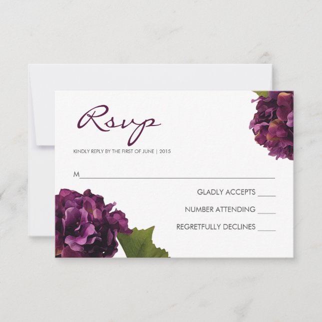 Púrpura Hydrangea - Tarjeta de respuesta RSVP (Anverso)