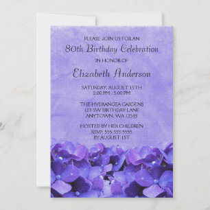 Púrpura Hydrangeas 80 invitaciones a fiesta de cum