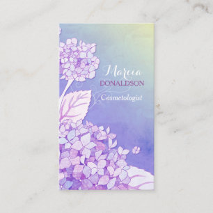Púrpura Hydrangeas Cosmetóloga Tarjetas de visita
