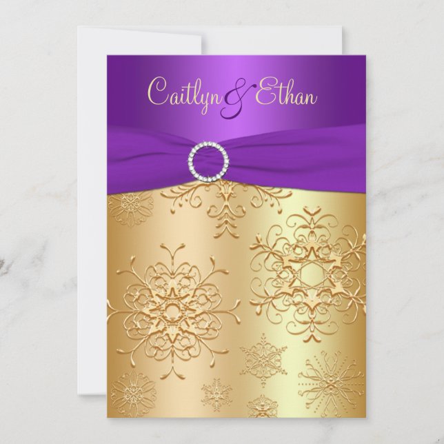 Púrpura IMPRESA de la cinta, invitación de la boda (Anverso)