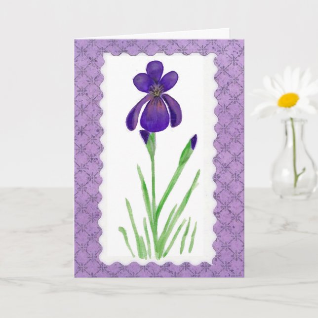 Púrpura Iris tarjeta de día para madre de fuente g (Planta pequeña)