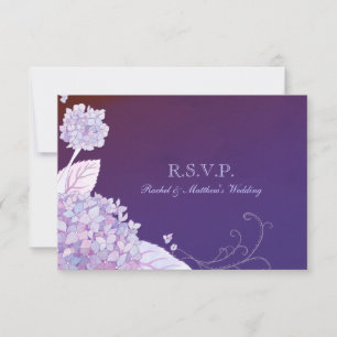 Púrpura Jardín Hydrangeas Boda RSVP