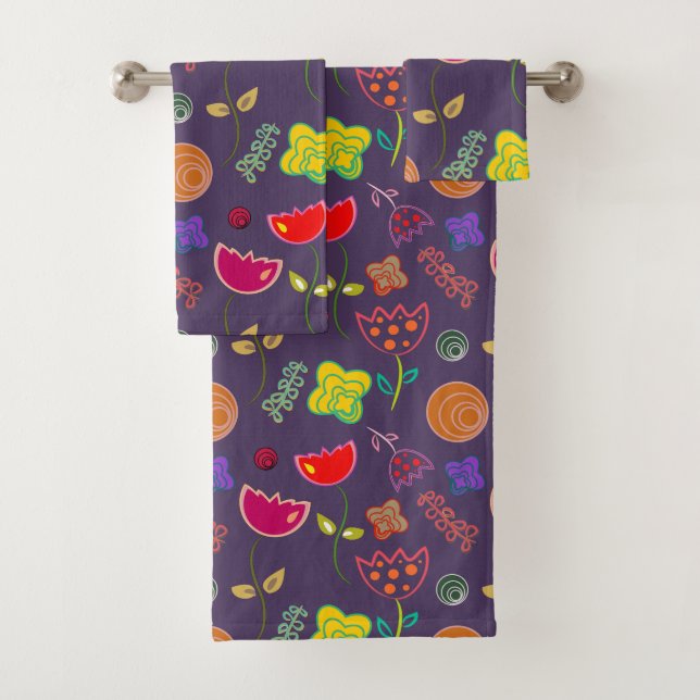 Púrpura lavendar floral arte brillante moderno (In situ)