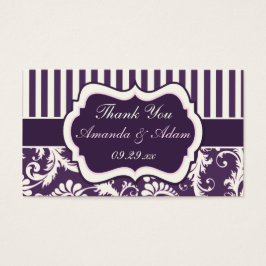 Púrpura, marfil, etiqueta de favor de matrimonio d