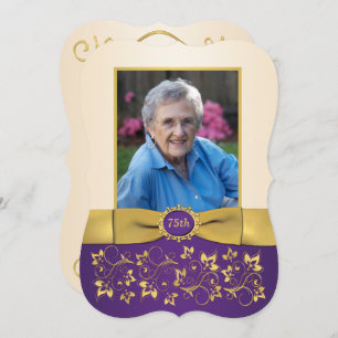 Púrpura, Marfil, Oro 75.ª Invitación a cumpleaños