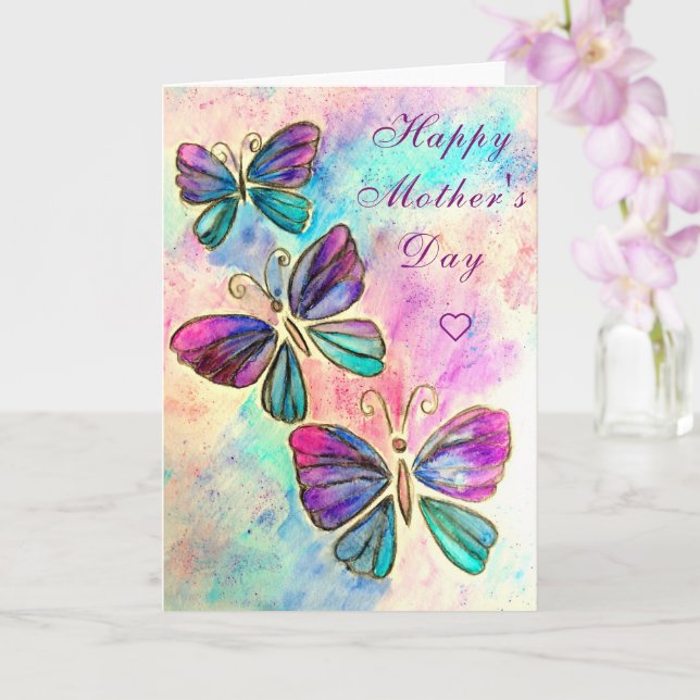 Púrpura mariposas rosadas tarjeta del día de la ma (Orquídea)
