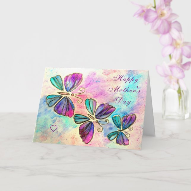 Púrpura mariposas rosadas tarjeta del día de la ma (Orquídea)