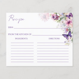 Púrpura mariposas tarjetas de receta para la ducha