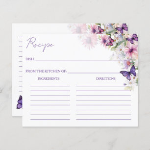 Púrpura mariposas tarjetas de receta para la ducha