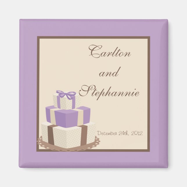 Púrpura/marrón Boda de sabor a imán favorito (Frente)