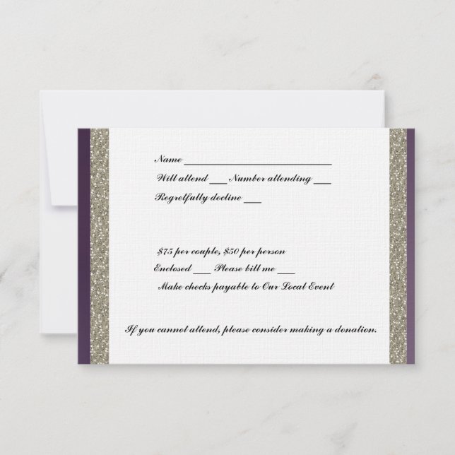 Púrpura metálica y plata RSVP (Anverso)