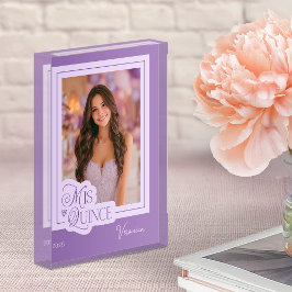 Púrpura Mi Quince Quinceañera Foto Bloque acrílico