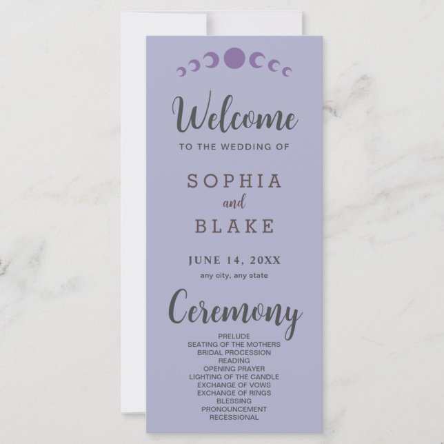 Púrpura Moon Phases Silver Wedding Program (Anverso)