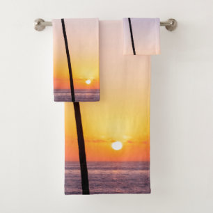 Púrpura Naranja California Palm Tree Beach Sunset