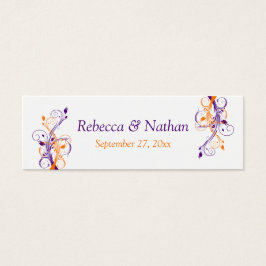 Púrpura Naranja Etiqueta de favor de boda floral b