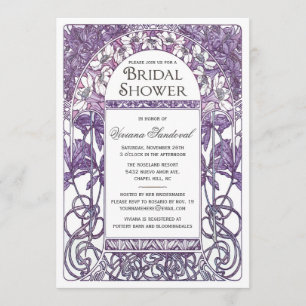 Púrpura nupcial de la invitación de la ducha de